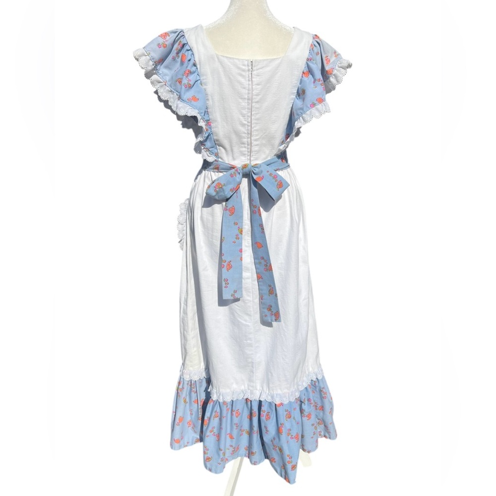 Handmade OOAK Boho Prairie Maxi Apron Dress Cottagecore Mushrooms Snails Retro - Picture 4 of 14